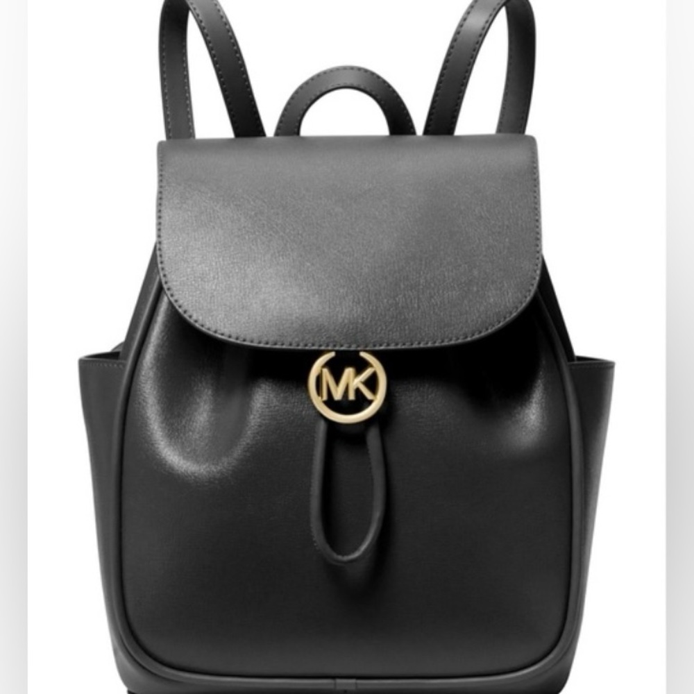 BRAND NEW MK MEDIUM LEATHER BACKPACK IN BLACK